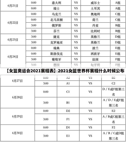 中国女篮世界杯最新赛程表格