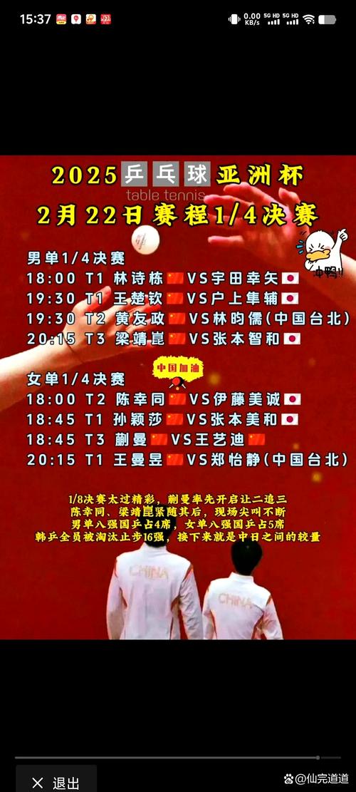 乒乓球总决赛名单表